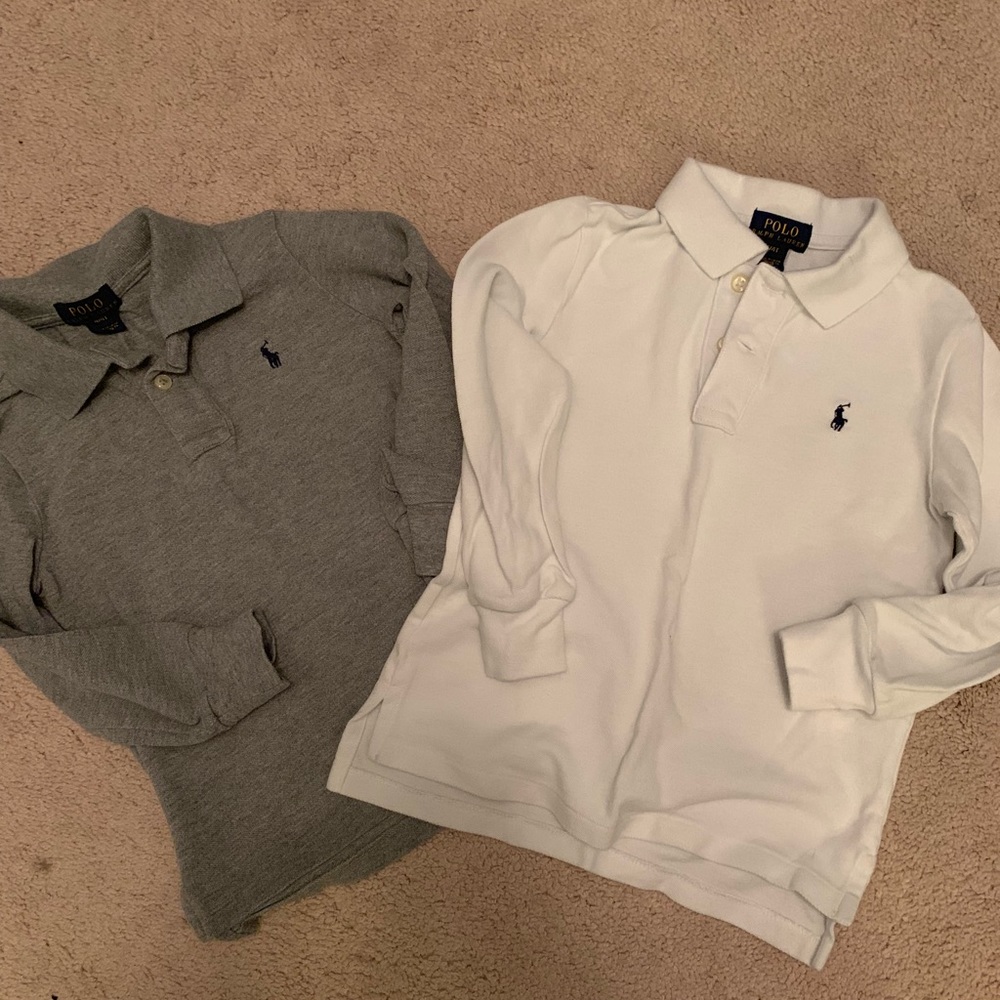 Two long sleeve boys polo shirts